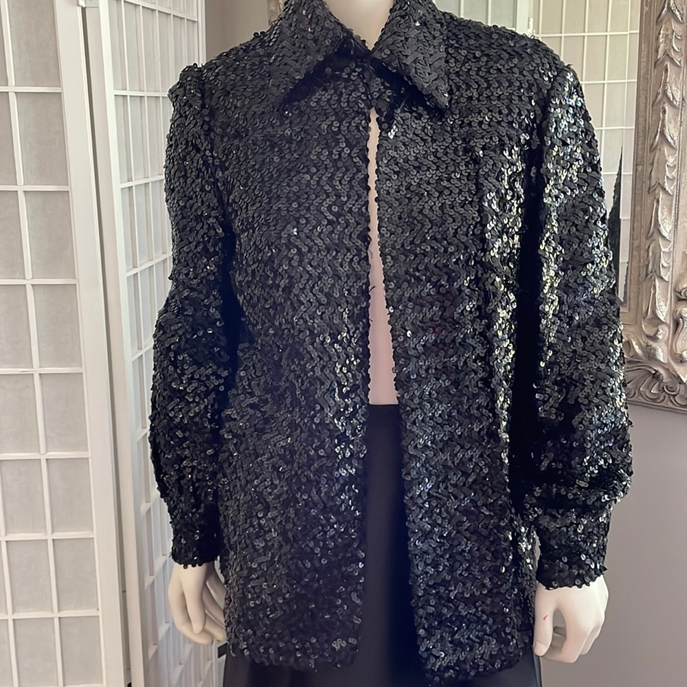 Vintage Sequin Shirt Jacket Sz S